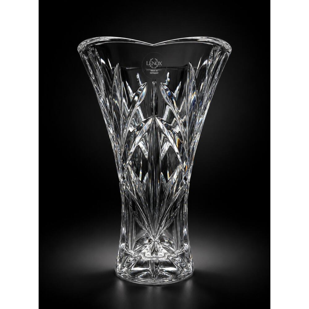 Lenox Full Lead Crystal Vase - Flared Leaf Cut Design - Made in Germany